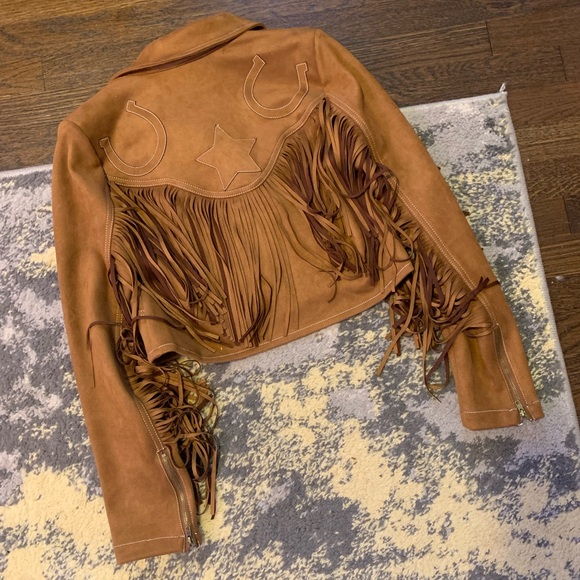 Unique Vintage Brown Suede Fringe Cattle Call Jacket Medium - Picture 2 of 13